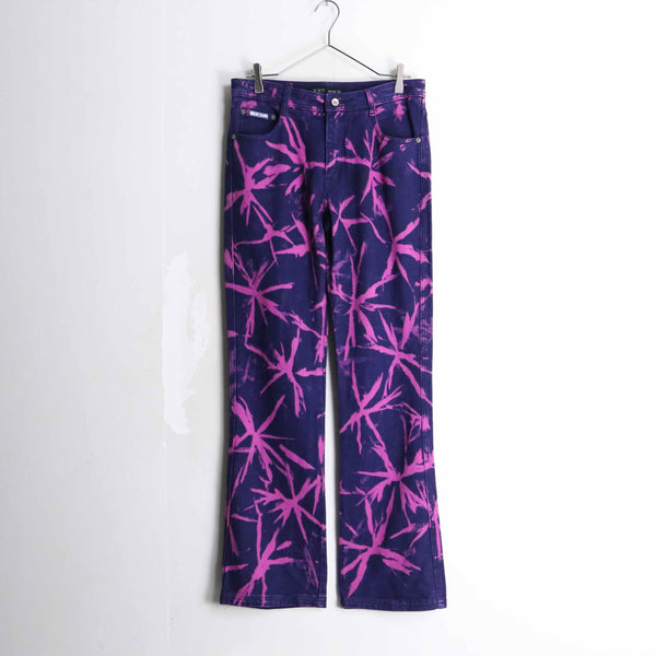 psychedelic design straight denim pants