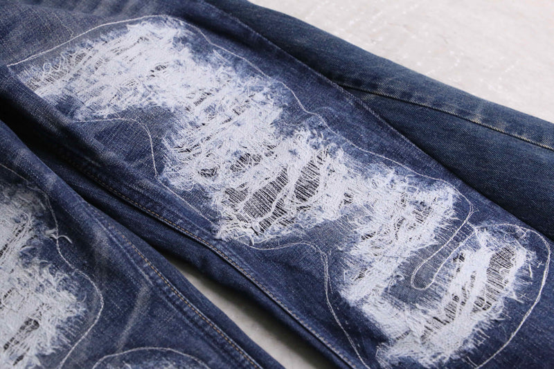 "Re:make" front broidery flare indigo denim