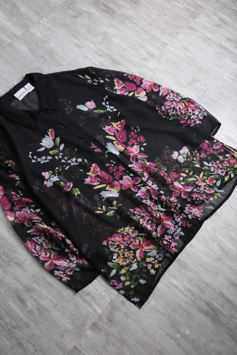 sheer floral long shirt