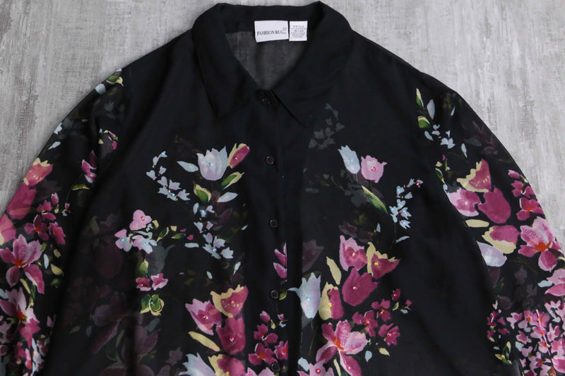 sheer floral long shirt