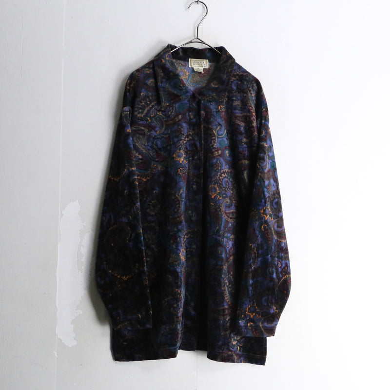 paisley pattern L/S velour shirt