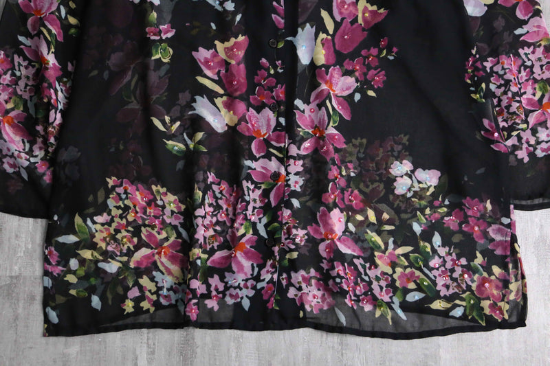 sheer floral long shirt