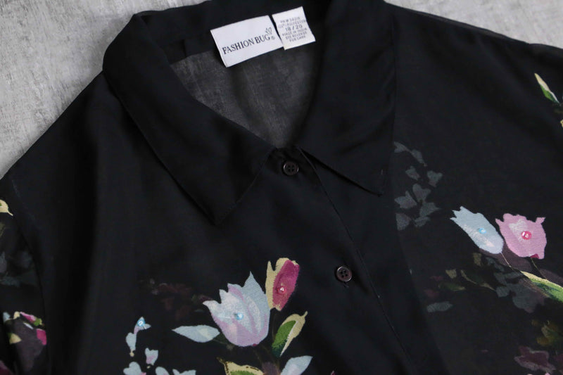 sheer floral long shirt