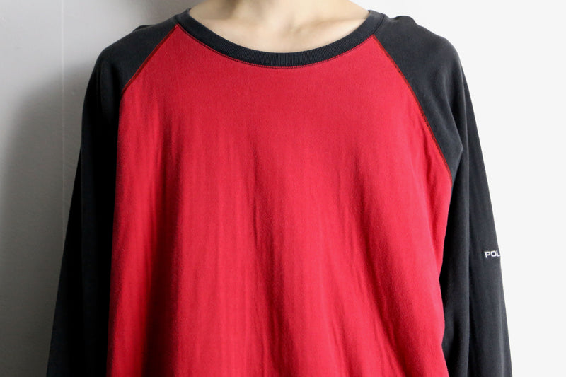 "POLO SPORT" black×red color raglan sweat