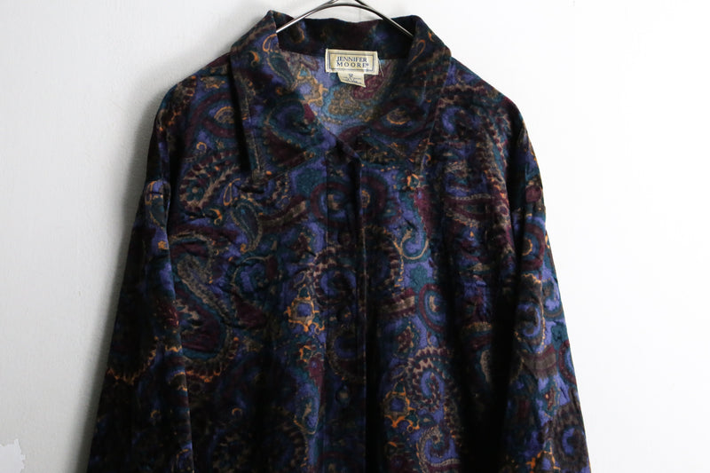 paisley pattern L/S velour shirt