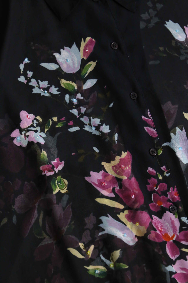 sheer floral long shirt