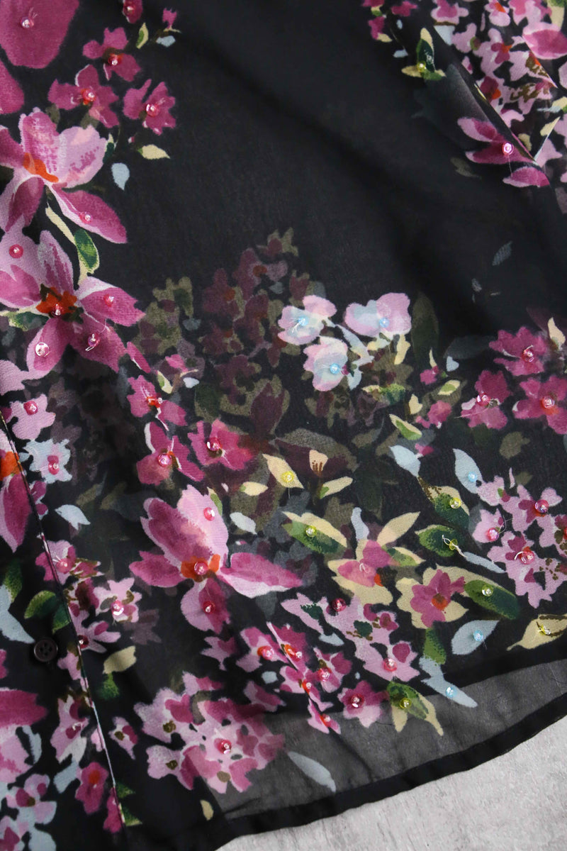 sheer floral long shirt