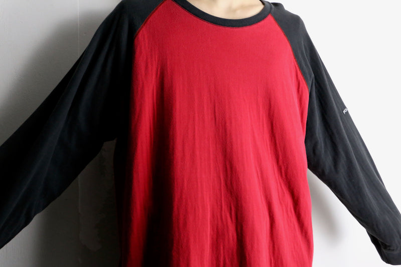 "POLO SPORT" black×red color raglan sweat