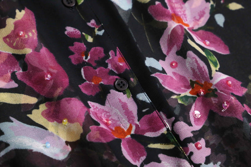 sheer floral long shirt