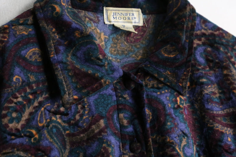 paisley pattern L/S velour shirt