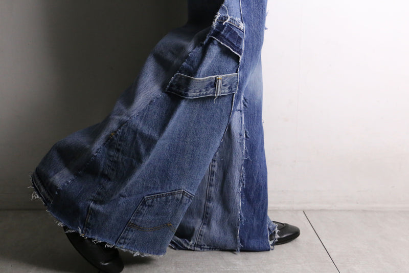 remake "再構築" 3 docking side belt buggy denim pants