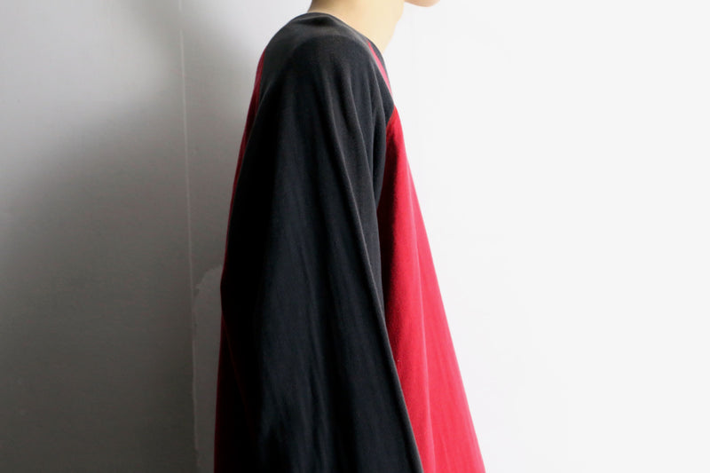 "POLO SPORT" black×red color raglan sweat