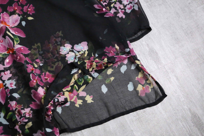 sheer floral long shirt