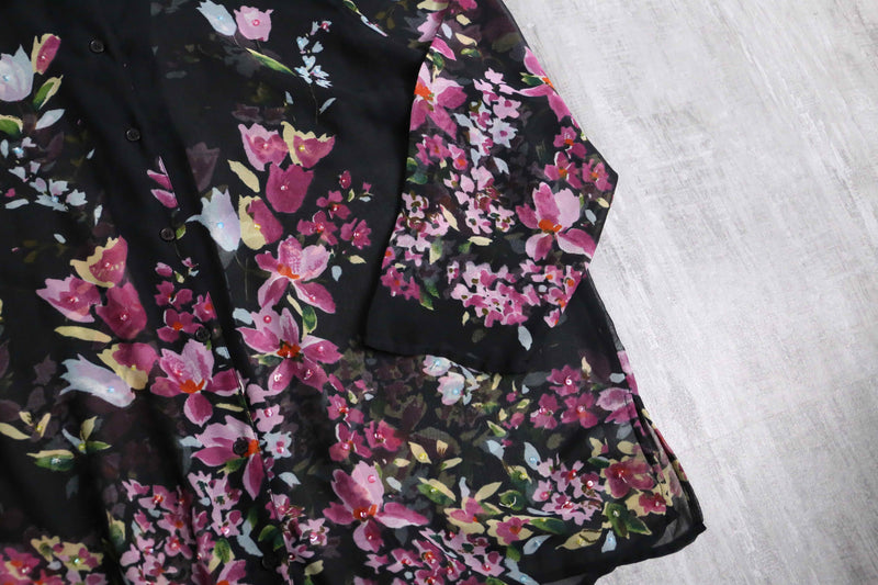 sheer floral long shirt