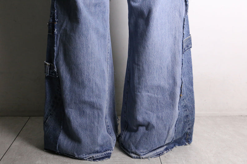 remake "再構築" 3 docking side belt buggy denim pants