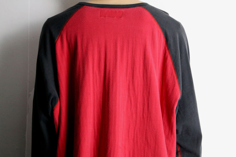 "POLO SPORT" black×red color raglan sweat