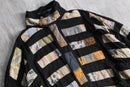 90's patchwork design rayon blouson