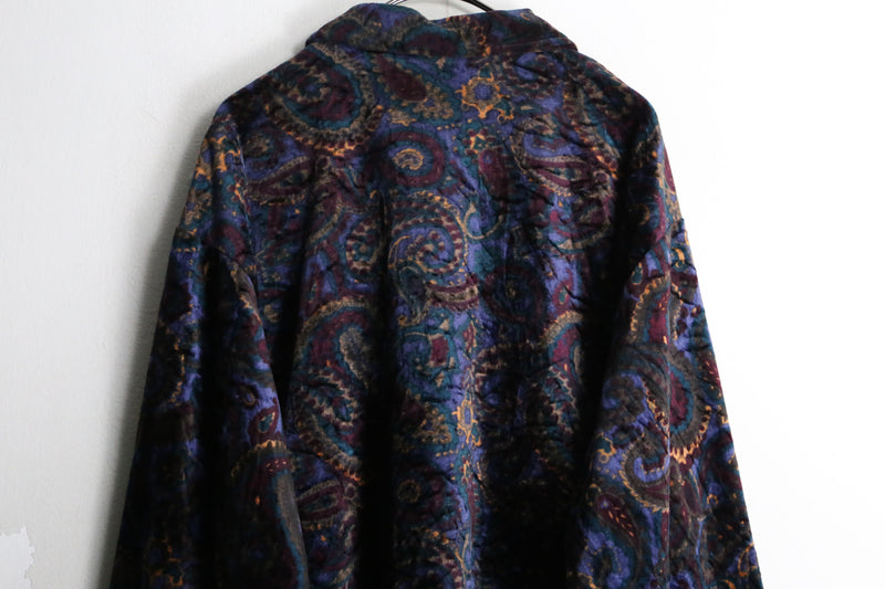 paisley pattern L/S velour shirt