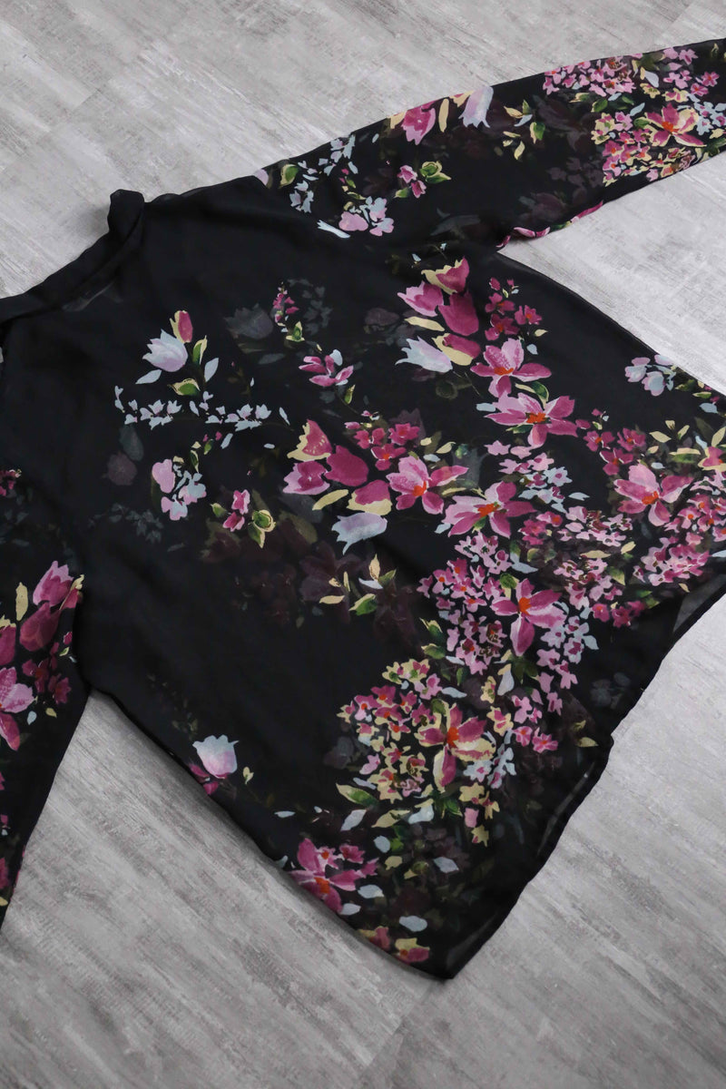 sheer floral long shirt