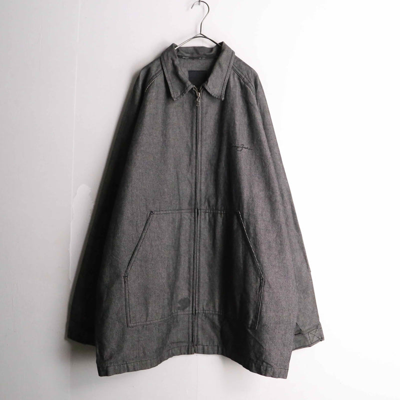 "Sean John" metallic dark gray color zip denim jacket