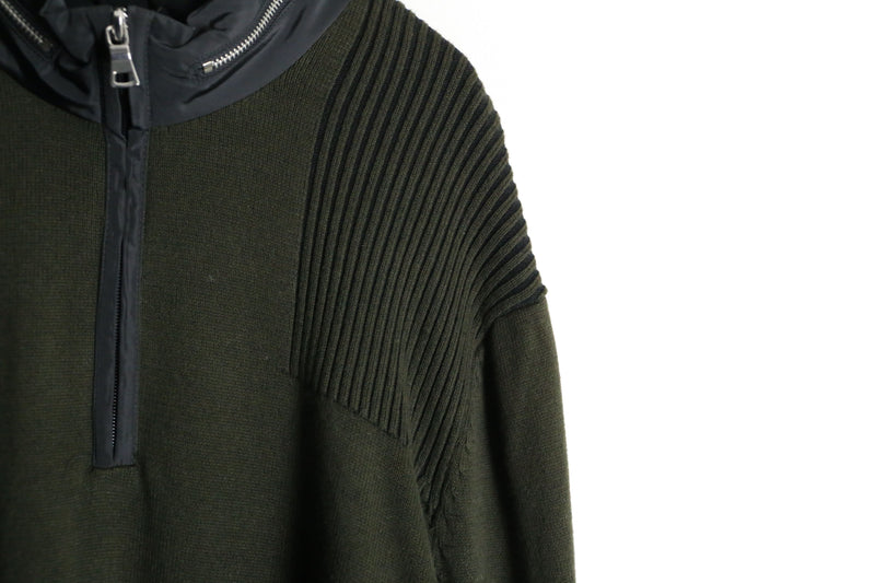 "I N C" brown color zip design polo knit