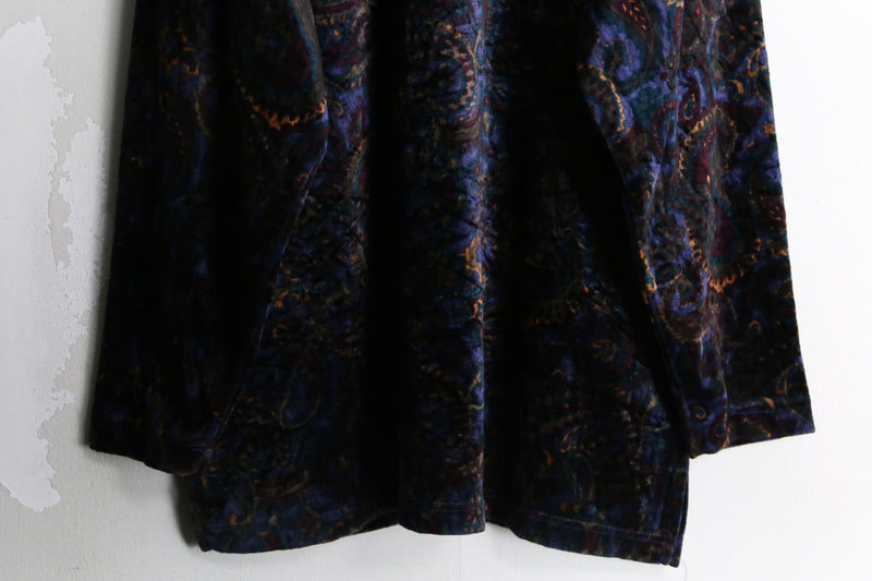 paisley pattern L/S velour shirt