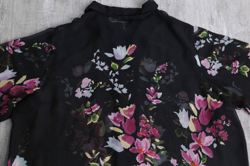 sheer floral long shirt