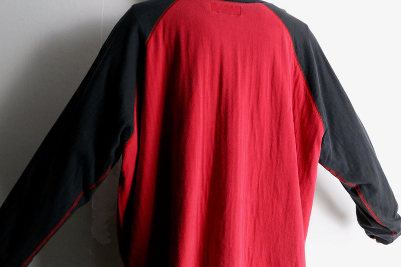 "POLO SPORT" black×red color raglan sweat