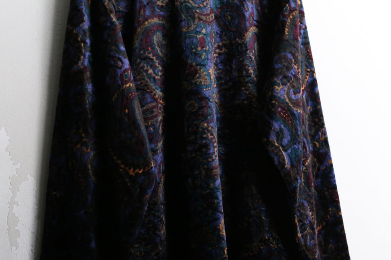 paisley pattern L/S velour shirt