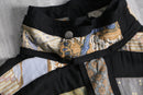 90's patchwork design rayon blouson