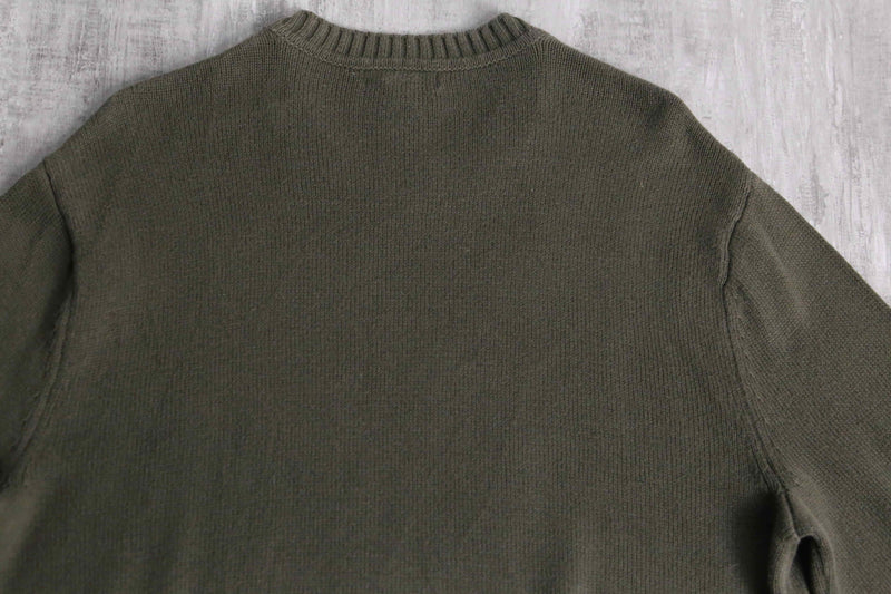 green base argyle check cotton knit