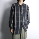 “PERRY ELLIS” black check loose L/S shirt