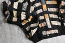 90's patchwork design rayon blouson