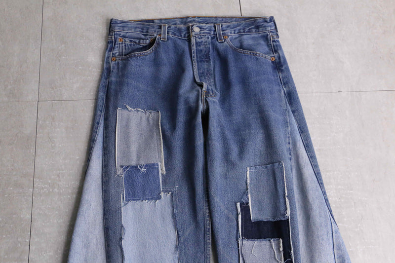 "Re:make" patchwork design buggy flare denim