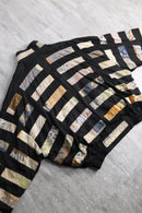 90's patchwork design rayon blouson