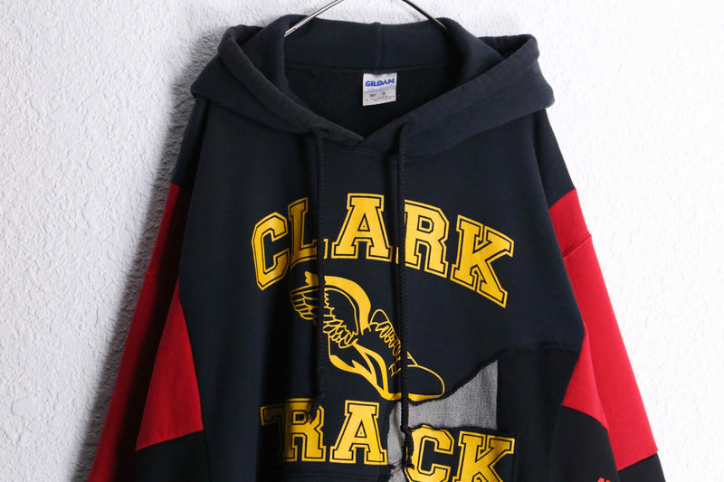 "Re:make" denim patchwork dolman big sweat hoodie