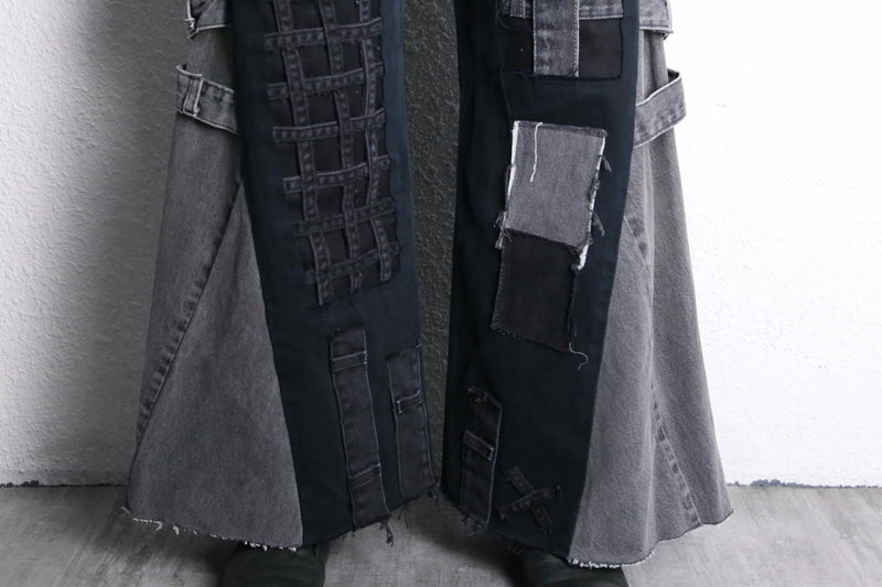 "Re:make" many patch design buggy flare black denim