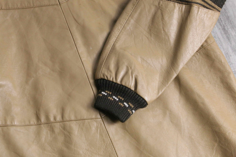 leather × acryl knit switch design half zip kit