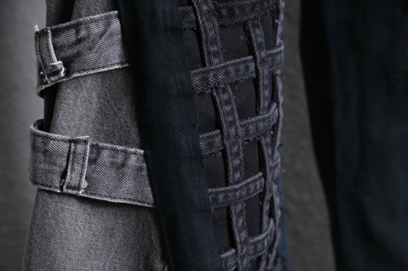 "Re:make" many patch design buggy flare black denim