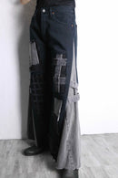 "Re:make" many patch design buggy flare black denim