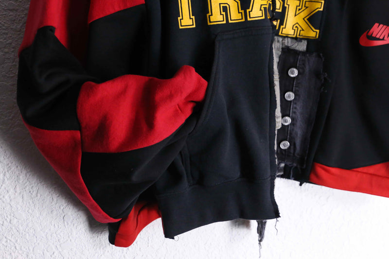 "Re:make" denim patchwork dolman big sweat hoodie