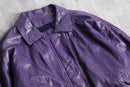 purple hem belt leather jacket