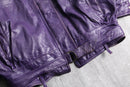 purple hem belt leather jacket