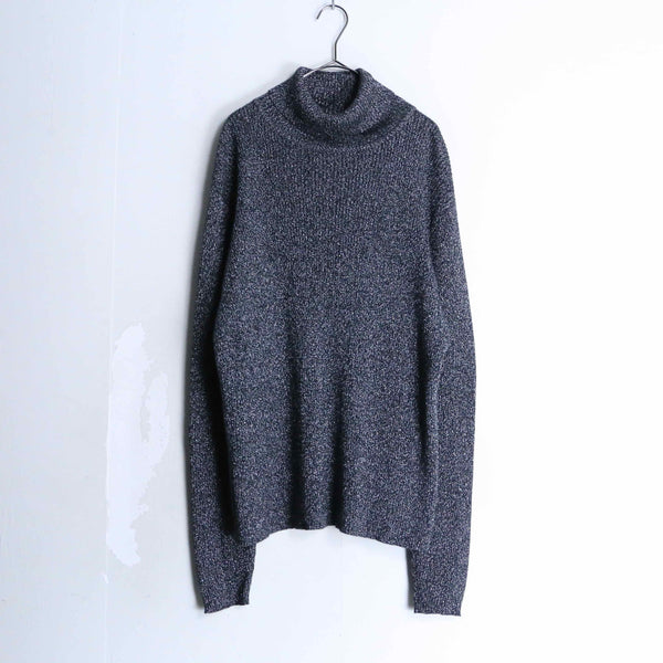 gray color glitter design turtleneck sweater