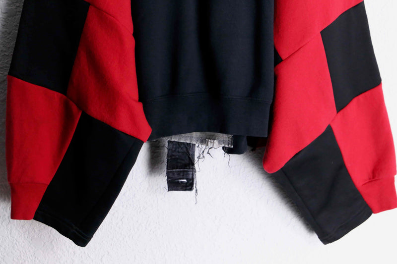 "Re:make" denim patchwork dolman big sweat hoodie