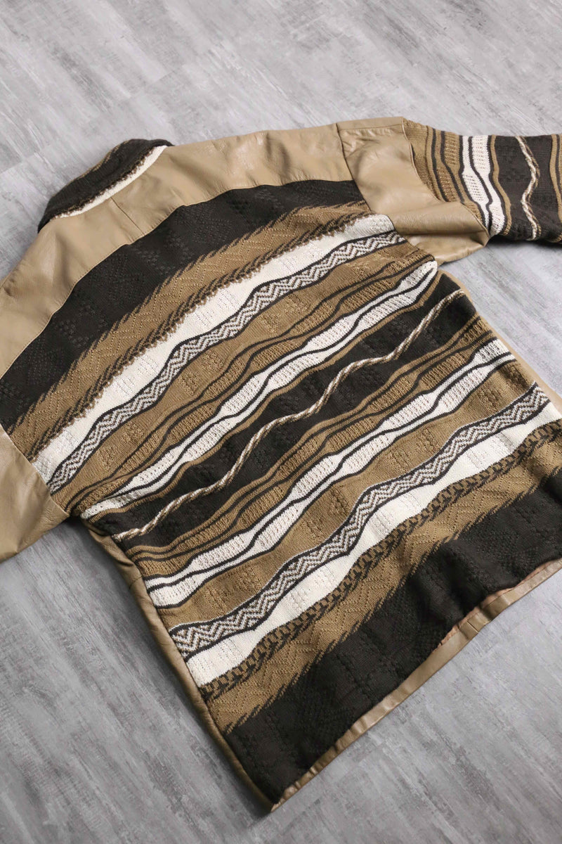 leather × acryl knit switch design half zip kit