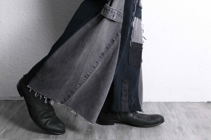 "Re:make" many patch design buggy flare black denim