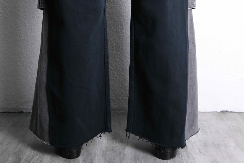 "Re:make" many patch design buggy flare black denim