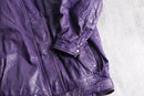 purple hem belt leather jacket