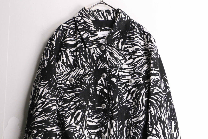 zebra monotone design linen tracker jacket